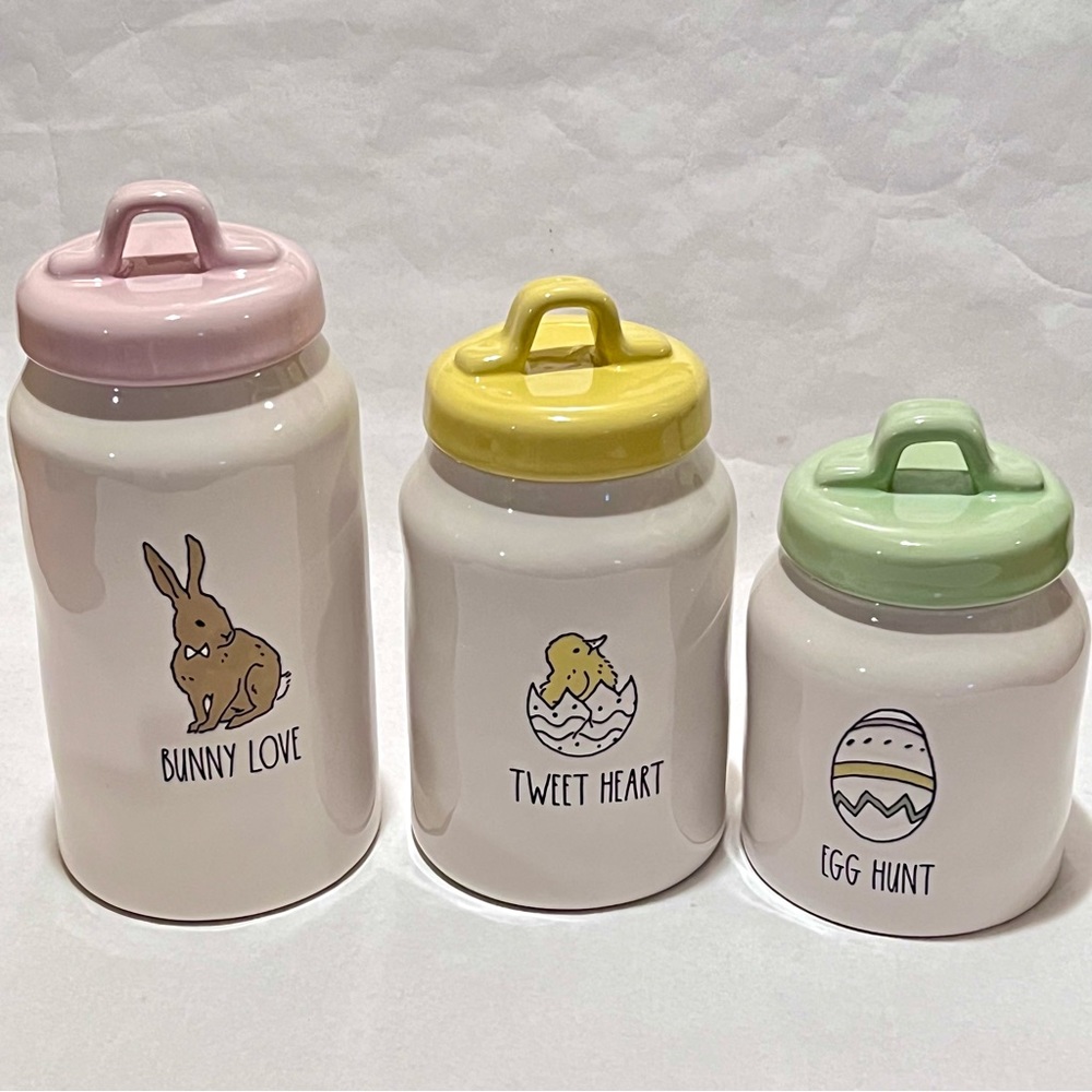 Rae Dunn Set of 3 Ceramic Easter Canisters